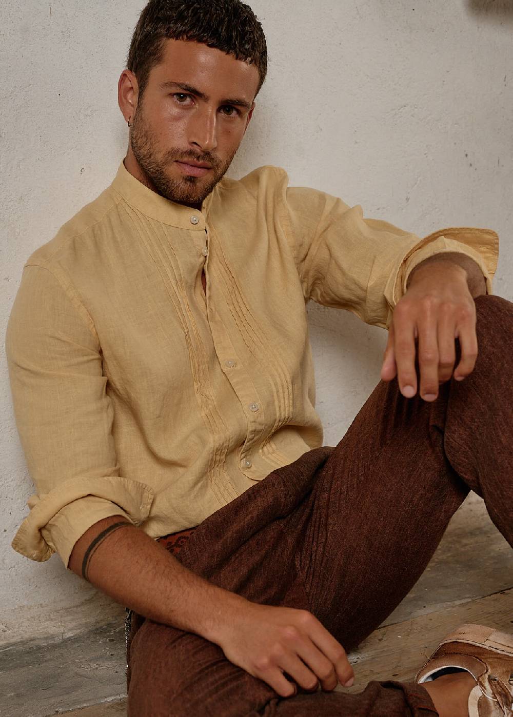 Luis Trenker Camicia In Lino Modello Lubarnay