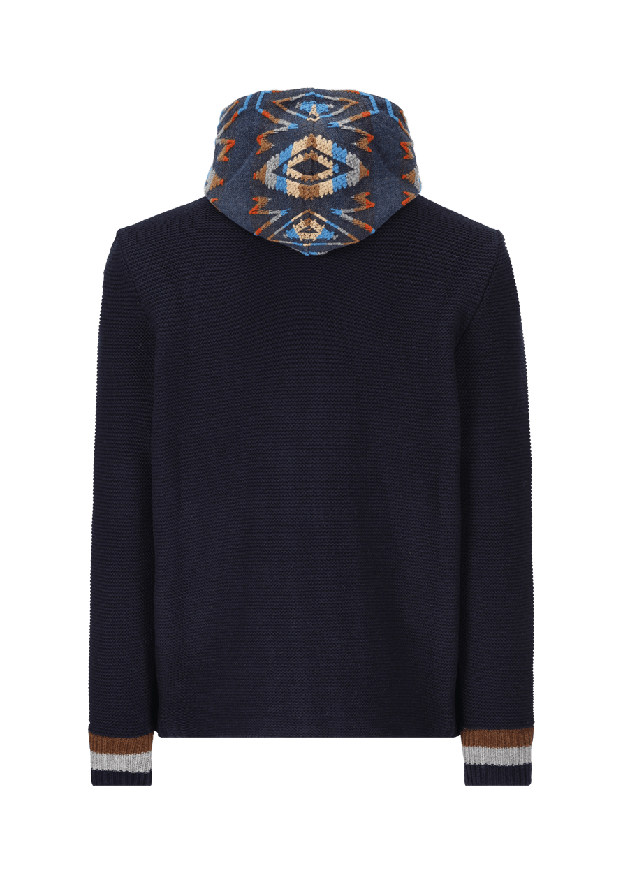 Luis Trenker Cardigan Con Cappuccio Modello Lutor