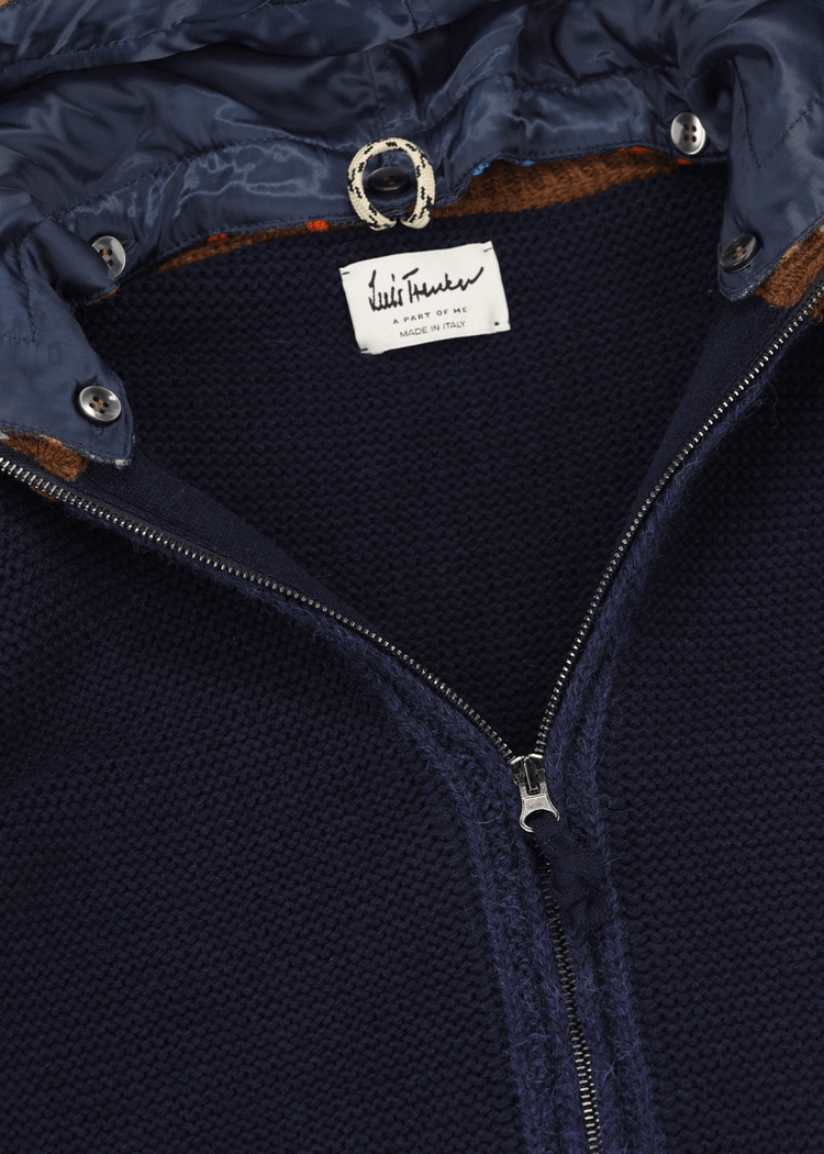 Luis Trenker Cardigan Con Cappuccio Modello Lutor