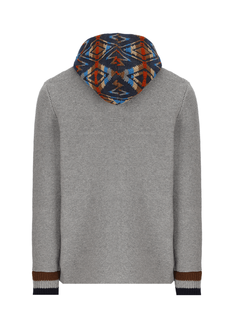 Luis Trenker Cardigan Con Cappuccio Modello Lutor