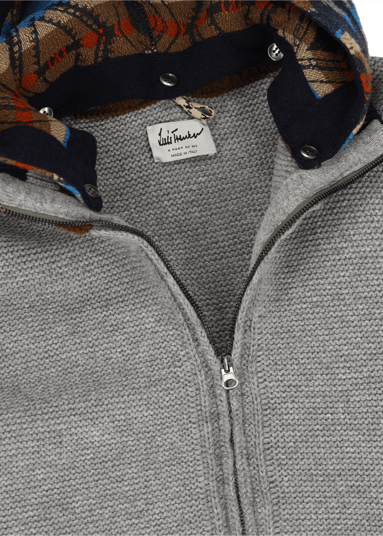 Luis Trenker Cardigan Con Cappuccio Modello Lutor