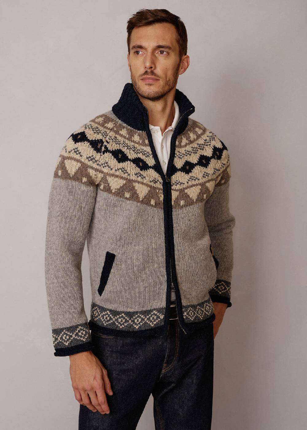 Luis Trenker Cardigan Con Motivo Norvegese Luwall
