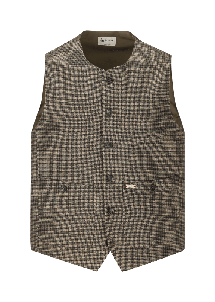 Luis Trenker Gilet con motivo pied-de-poule Lusven