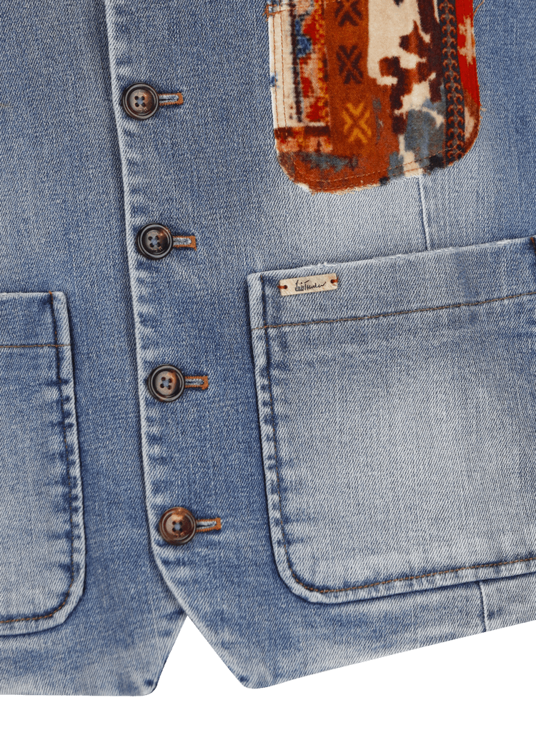 Luis Trenker Gilet In Denim Modello Lusavio