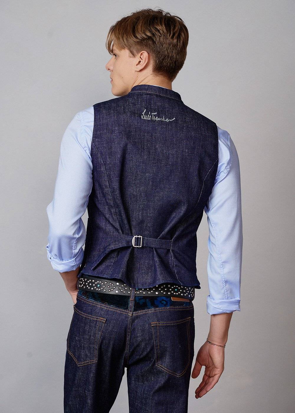 Luis Trenker Gilet In Denim Modello Lusavio