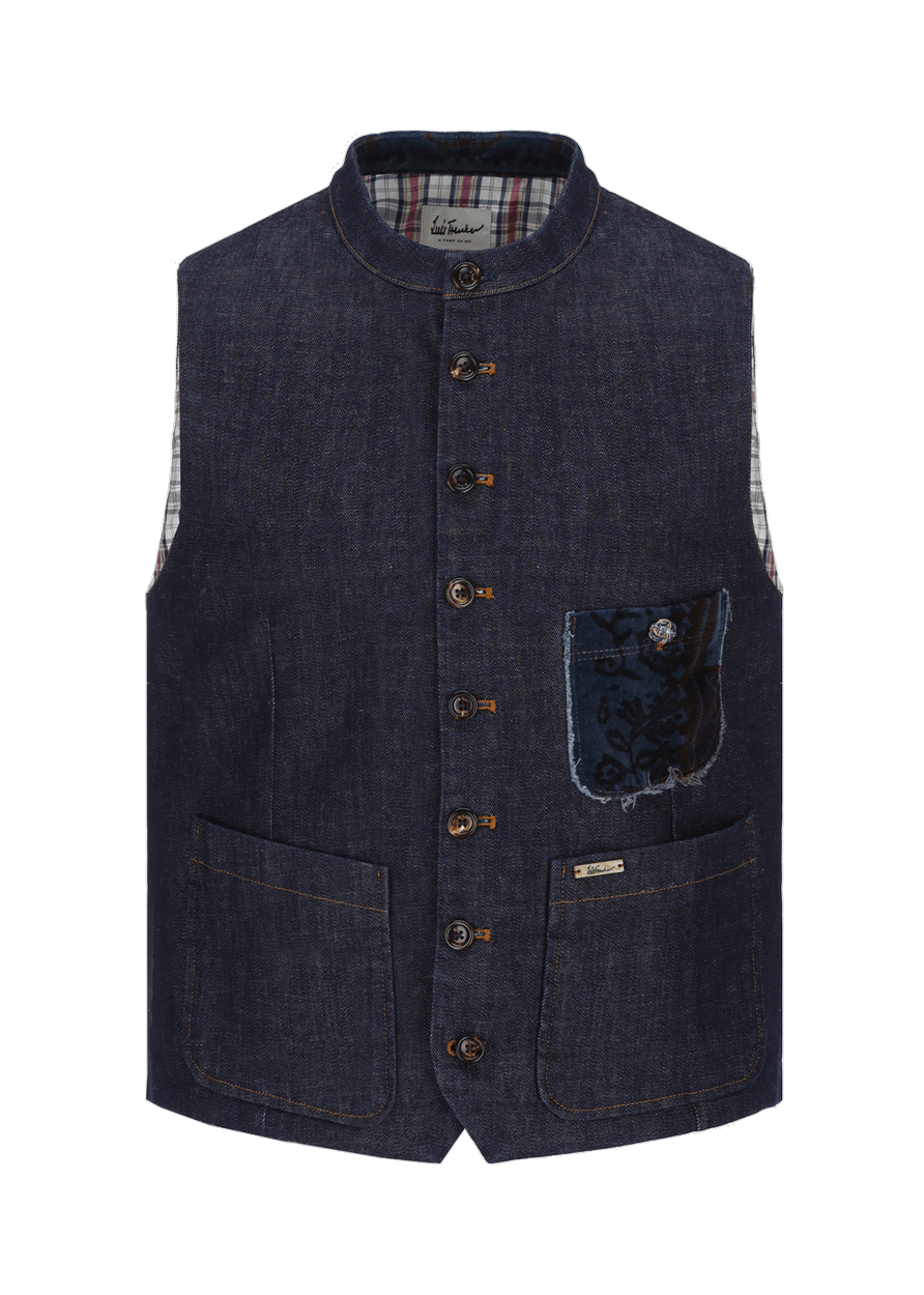 Luis Trenker Gilet In Denim Modello Lusavio