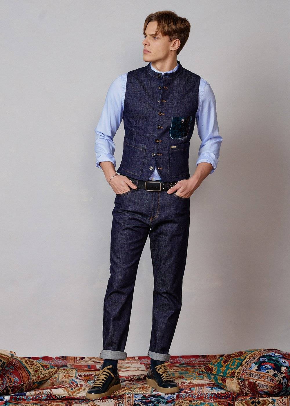 Luis Trenker Gilet in denim modello Lusavio