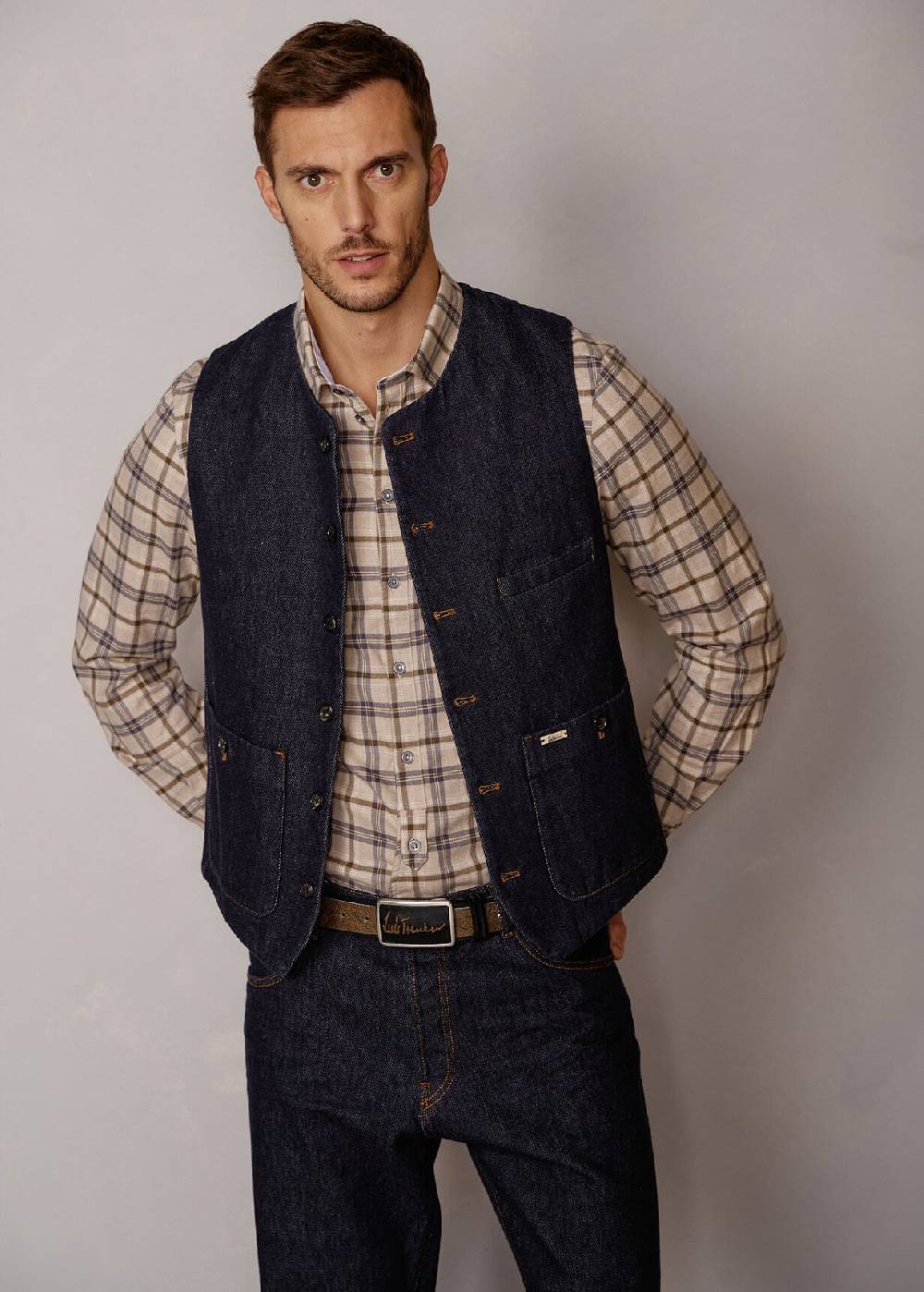 Luis Trenker Gilet In Denim Scuro Lusven
