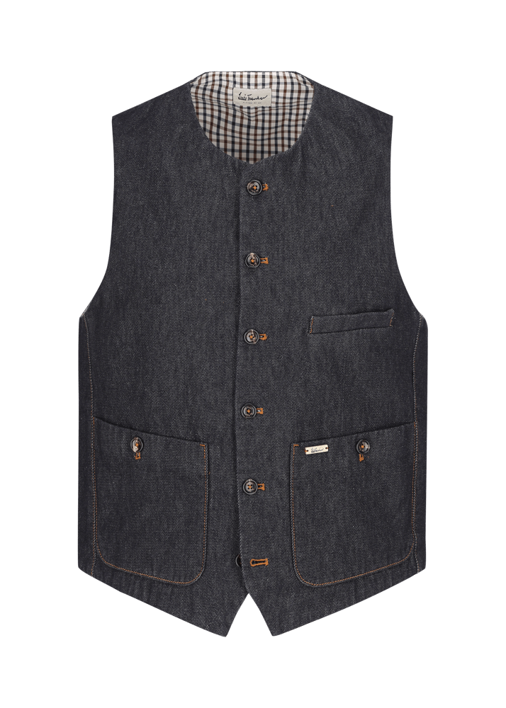 Luis Trenker Gilet In Denim Scuro Lusven