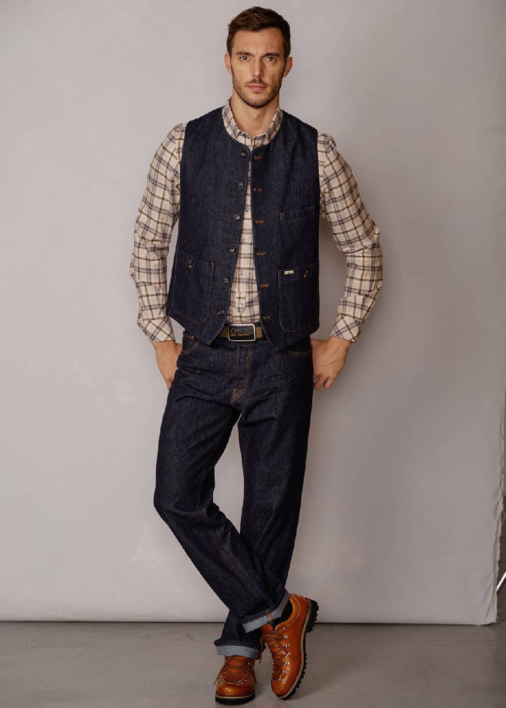 Luis Trenker Gilet in denim scuro Lusven