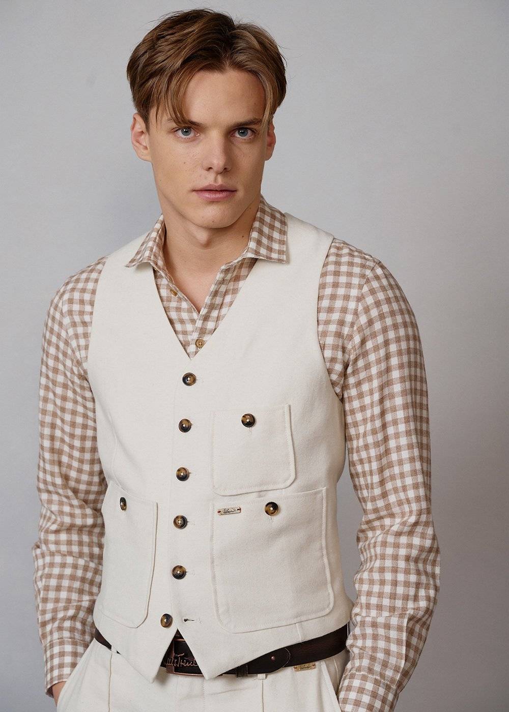 Luis Trenker Gilet In Twill Modello Luseba