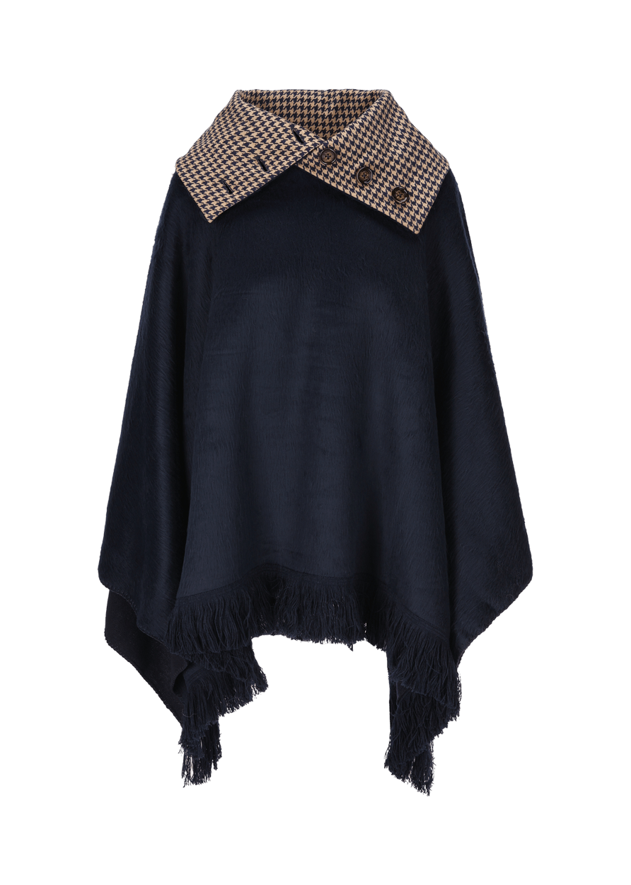 Luis Trenker Poncho Con Frange Modello Lupiera