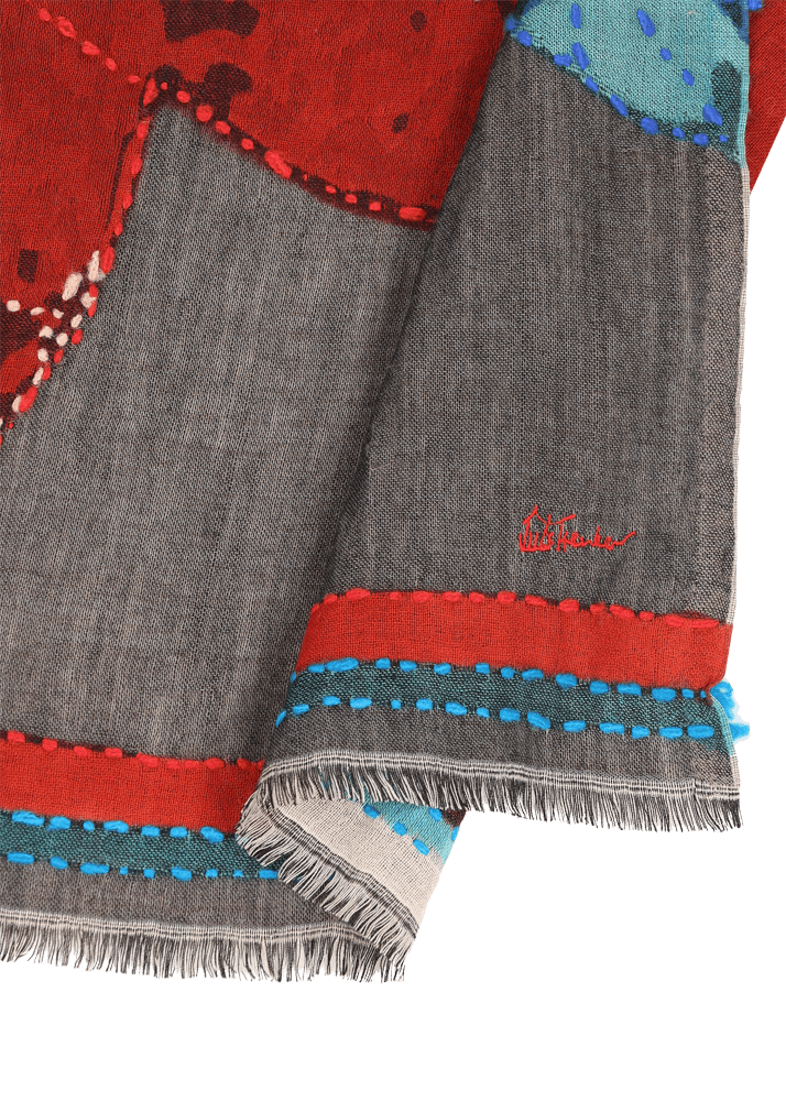 Luis Trenker Sciarpa Di Lana Con Ricamo Luarbol