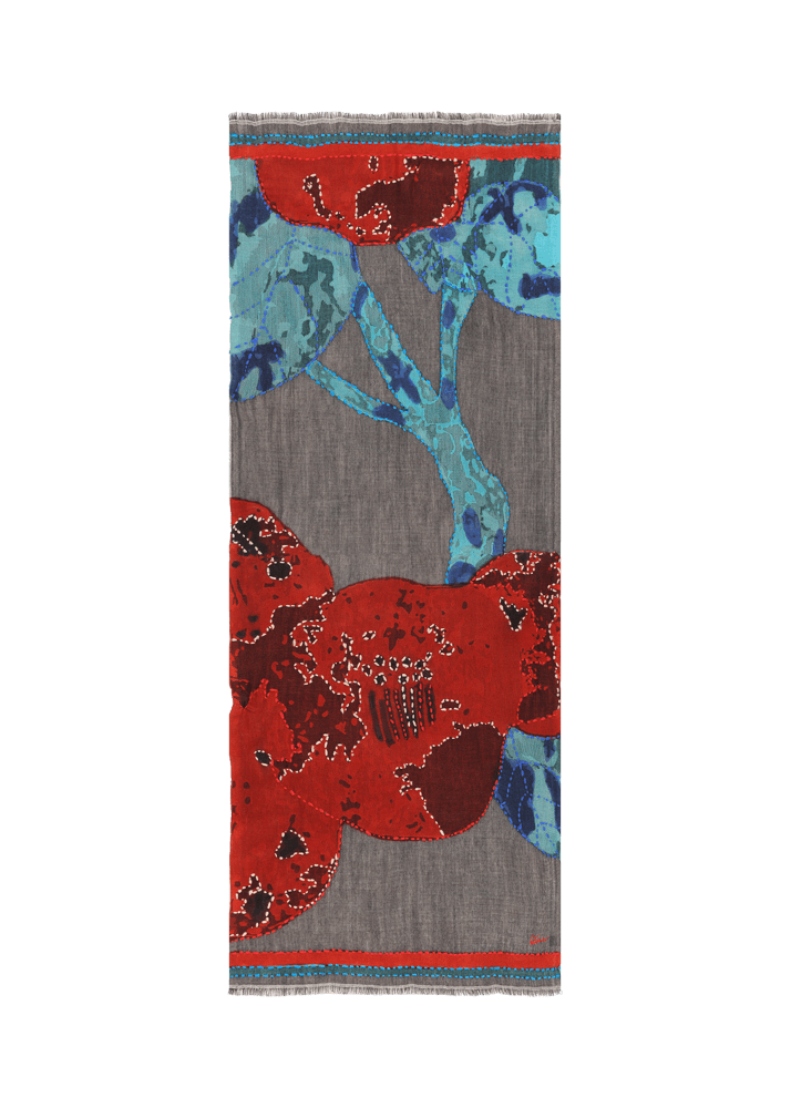 Luis Trenker Sciarpa di lana con ricamo Luarbol