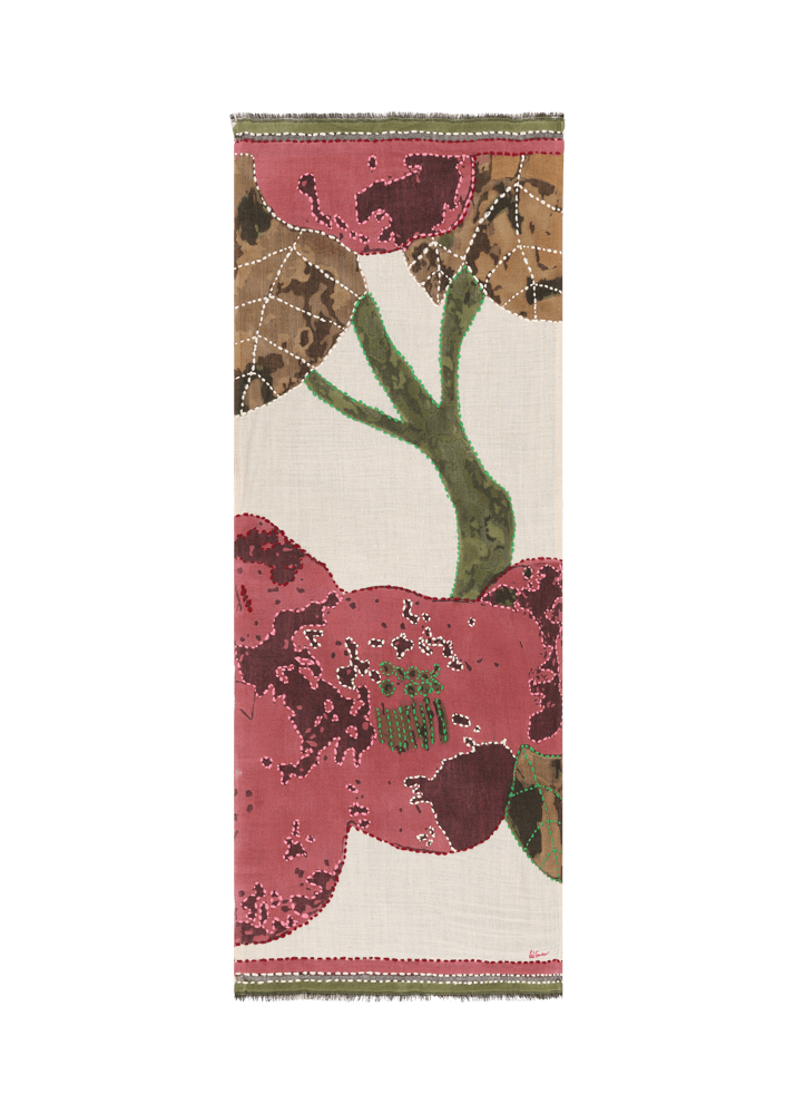 Luis Trenker Sciarpa di lana con ricamo Luarbol