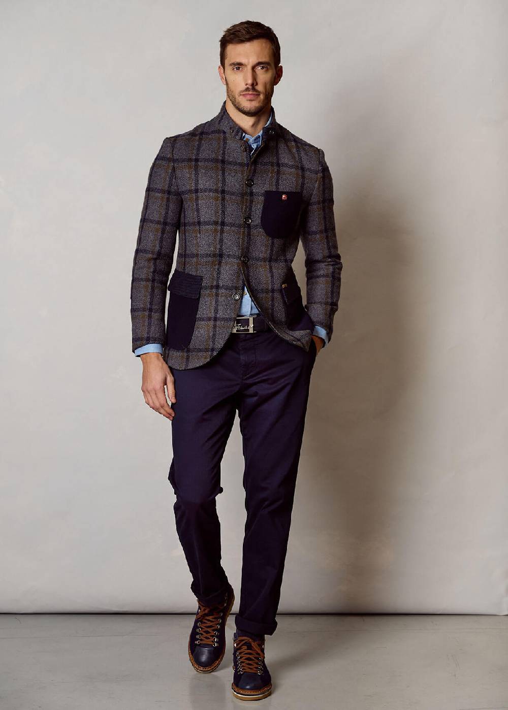 Luis Trenker Sneaker in pelle e feltro Lugionata