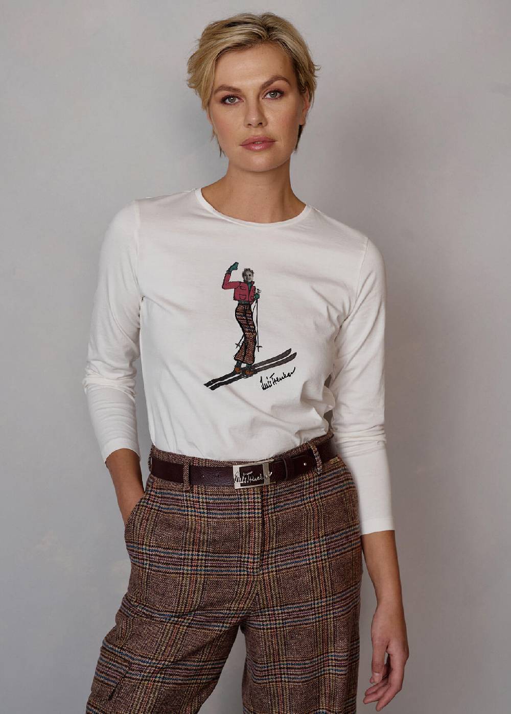 Luis Trenker Maglia A Maniche Lunghe Con Grafica Ludina