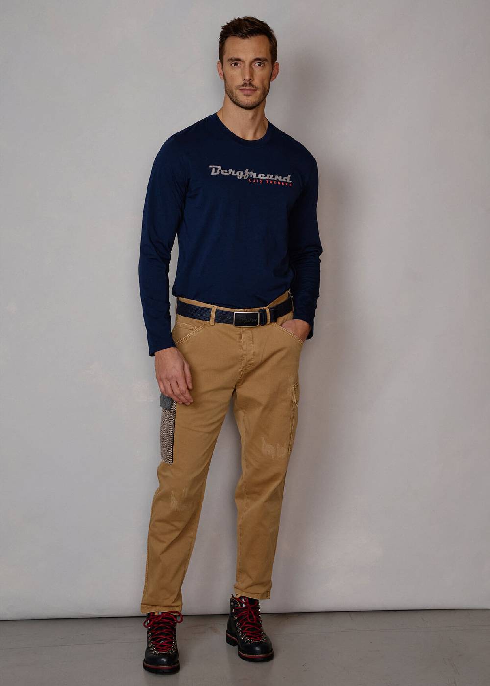 Luis Trenker Maglia a maniche lunghe con scritta Bergfreund