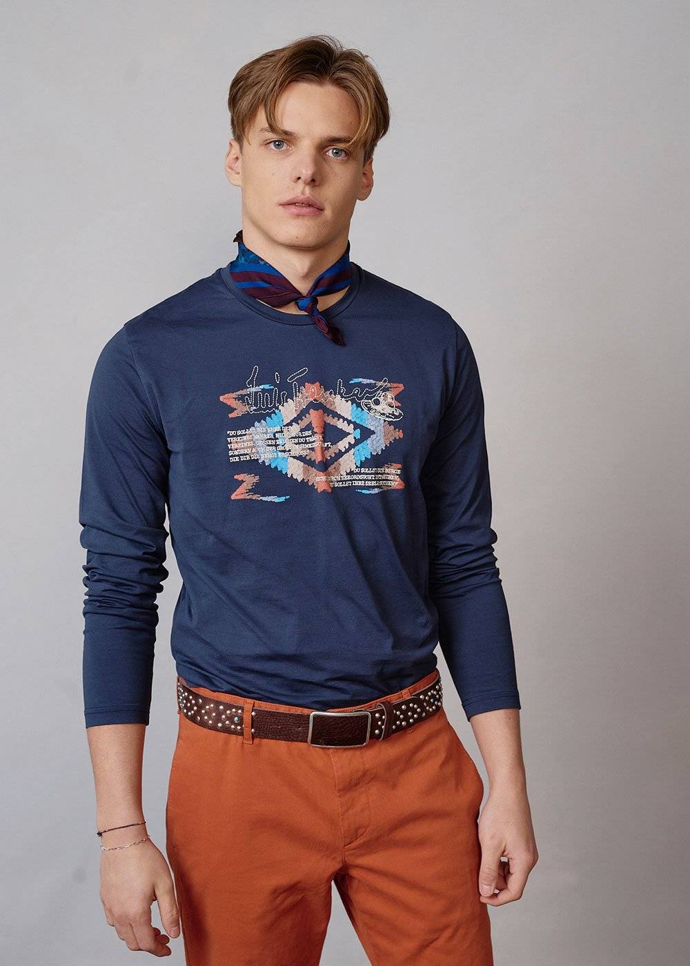 Luis Trenker Maglia a maniche lunghe con stampa e ricamo modello Luloris