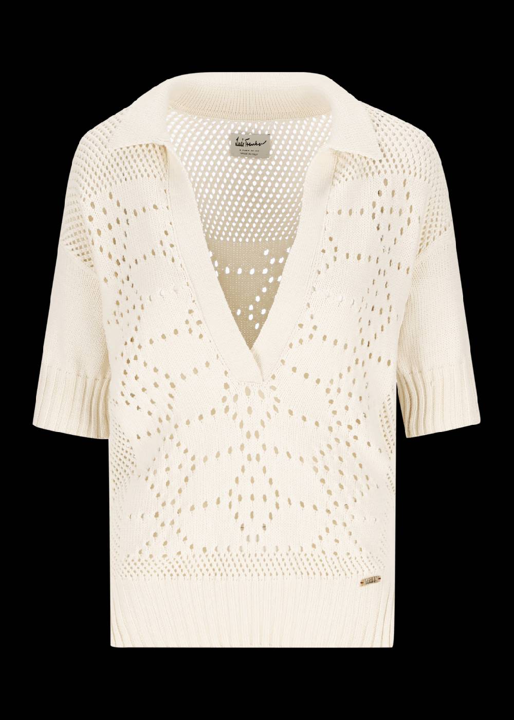 Luis Trenker Maglione In Maglia Traforata Con Profondo Scollo A V Modello Lualtea