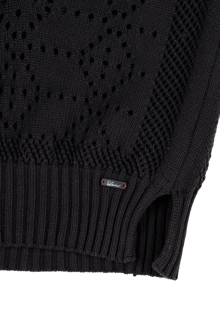 Luis Trenker Maglione In Maglia Traforata Con Profondo Scollo A V Modello Lualtea