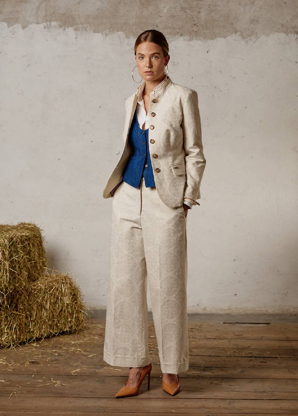 Luis Trenker Pantaloni a gamba ampia in jacquard modello Lulidia