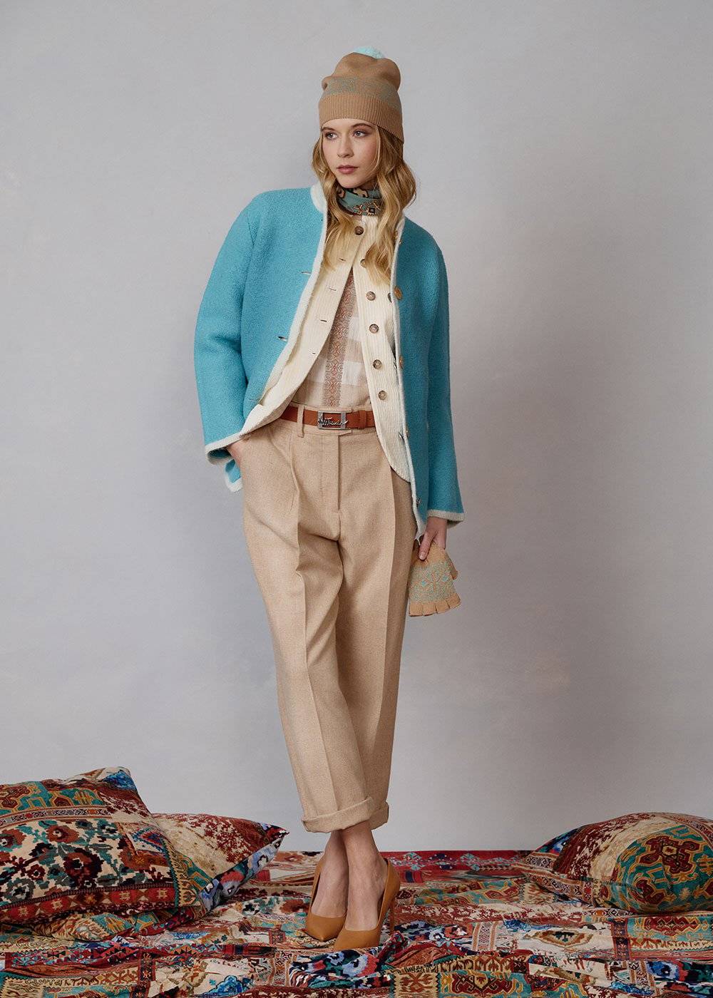 Luis Trenker Pantaloni Carrot Fit In Flanella Modello Luloretta