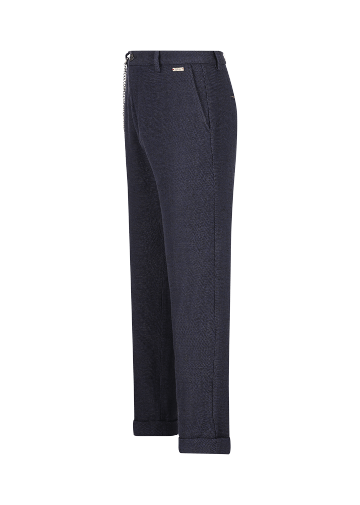 Luis Trenker Pantaloni Chino Con Motivo A Spina Di Pesce Modello Lubruneu