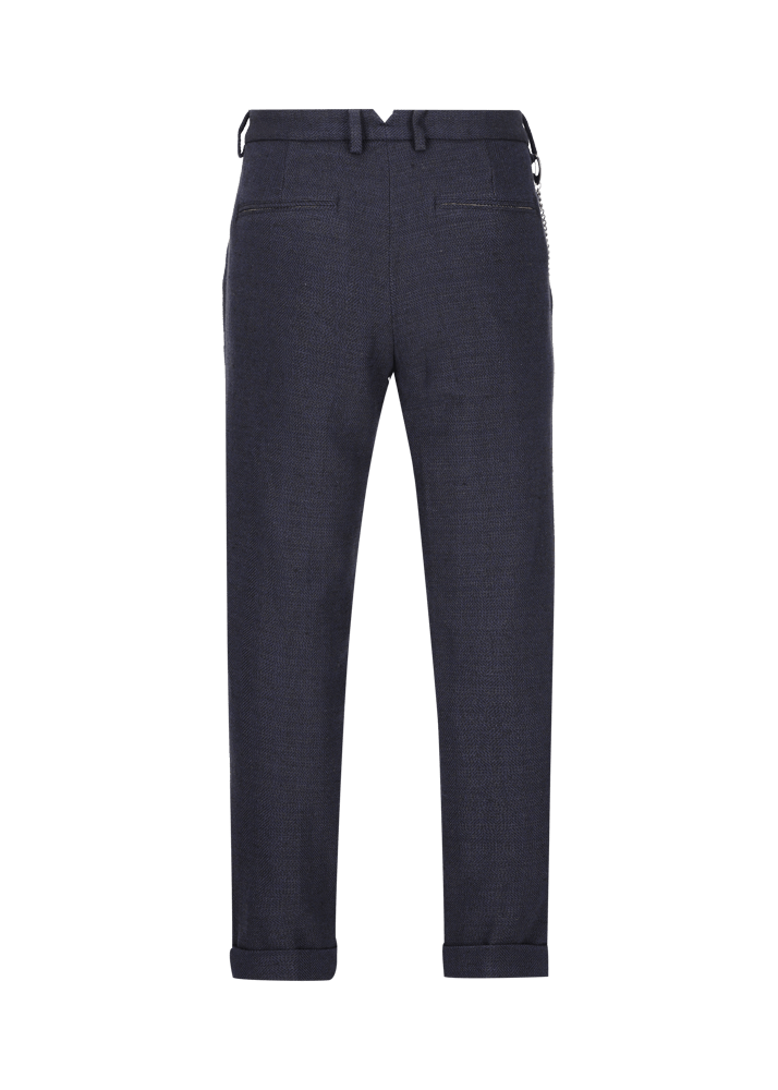 Luis Trenker Pantaloni Chino Con Motivo A Spina Di Pesce Modello Lubruneu