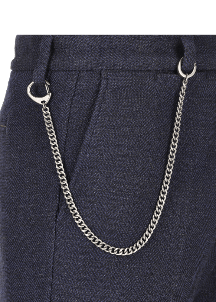 Luis Trenker Pantaloni Chino Con Motivo A Spina Di Pesce Modello Lubruneu