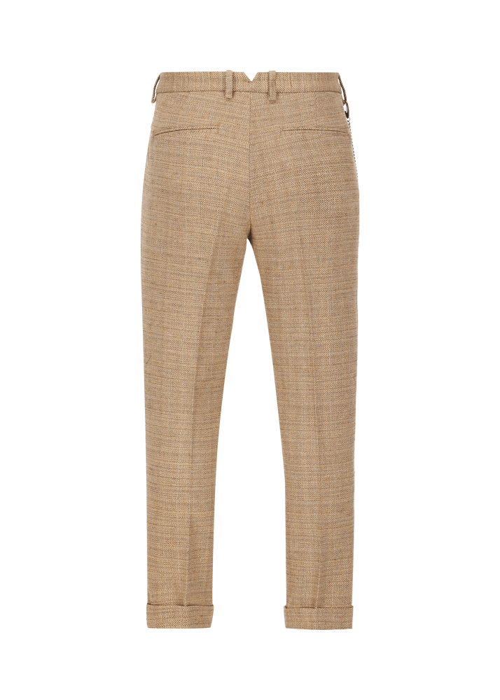 Luis Trenker Pantaloni Chino Con Motivo A Spina Di Pesce Modello Lubruneu