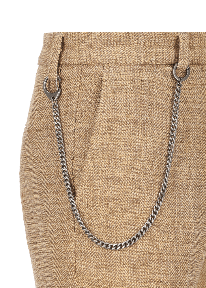 Luis Trenker Pantaloni Chino Con Motivo A Spina Di Pesce Modello Lubruneu