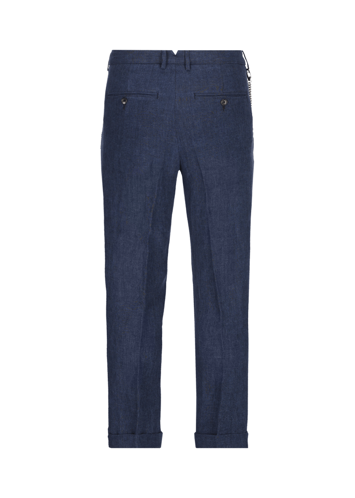 Luis Trenker Pantaloni Chino In Puro Lino Modello Lubruneu