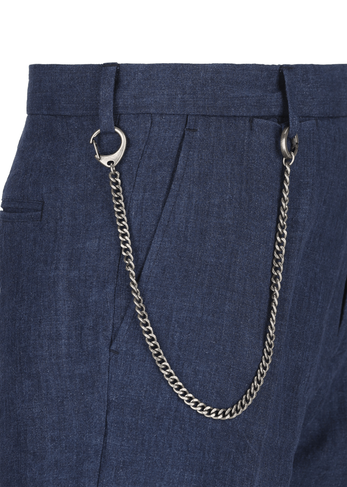 Luis Trenker Pantaloni Chino In Puro Lino Modello Lubruneu