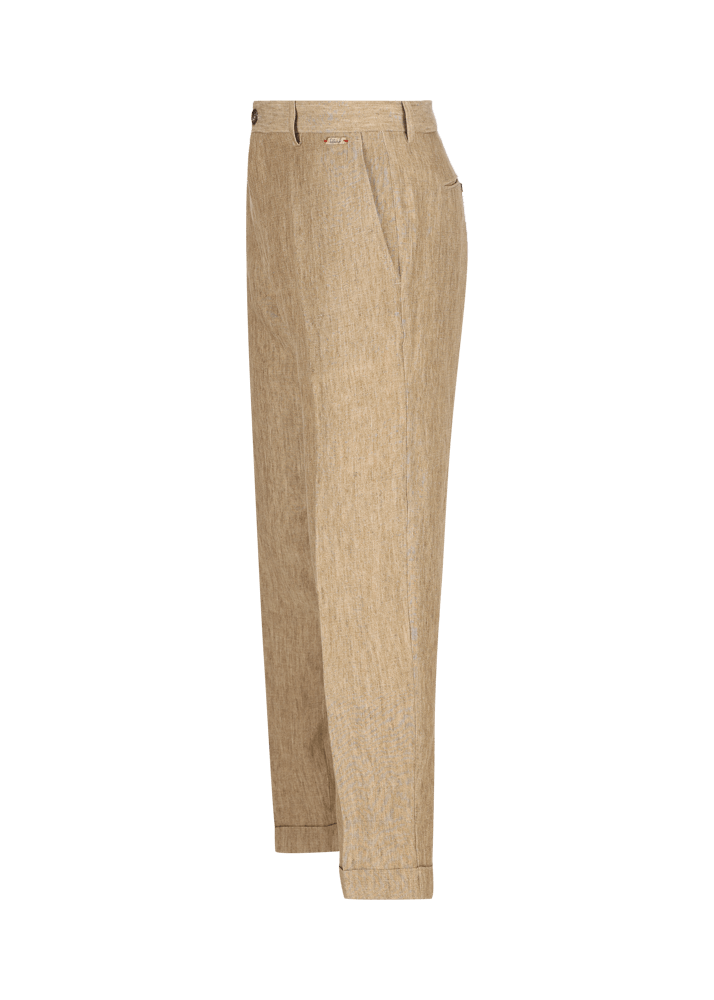 Luis Trenker Pantaloni Chino In Puro Lino Modello Lubruneu