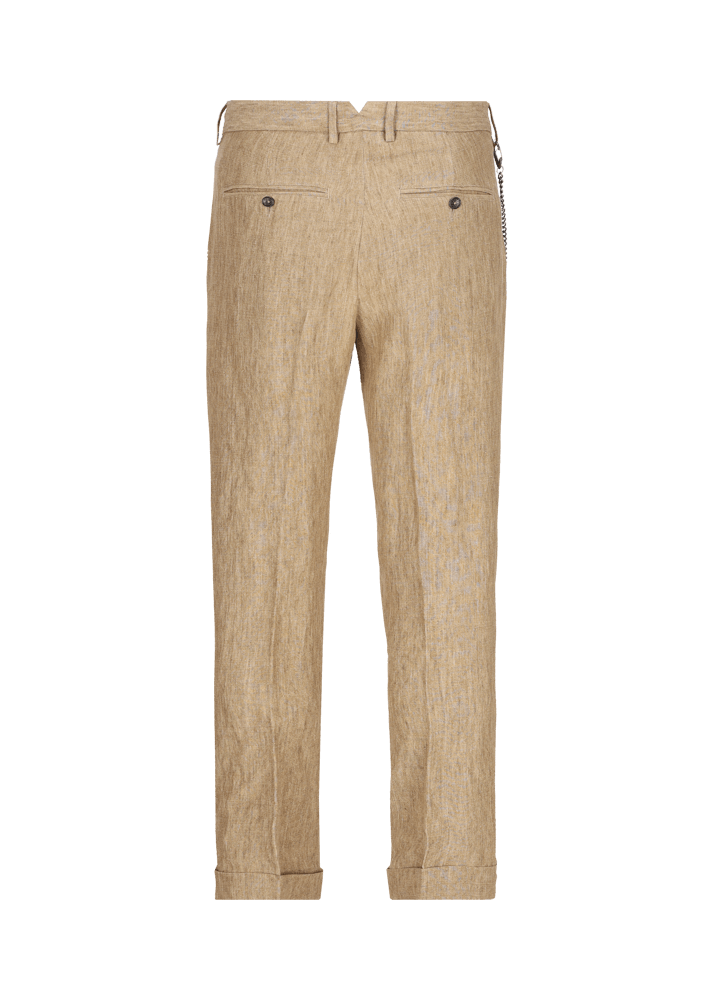 Luis Trenker Pantaloni Chino In Puro Lino Modello Lubruneu