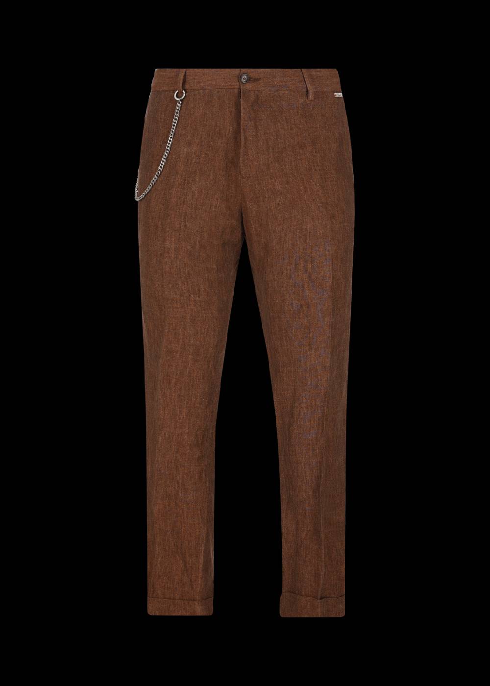 Luis Trenker Pantaloni Chino In Puro Lino Modello Lubruneu