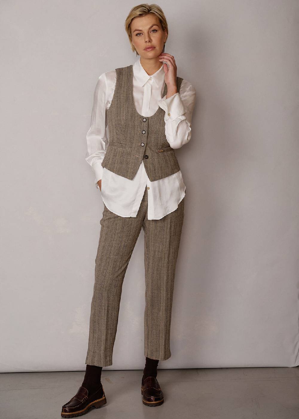 Luis Trenker Pantaloni con motivo a spina di pesce Luleonelle