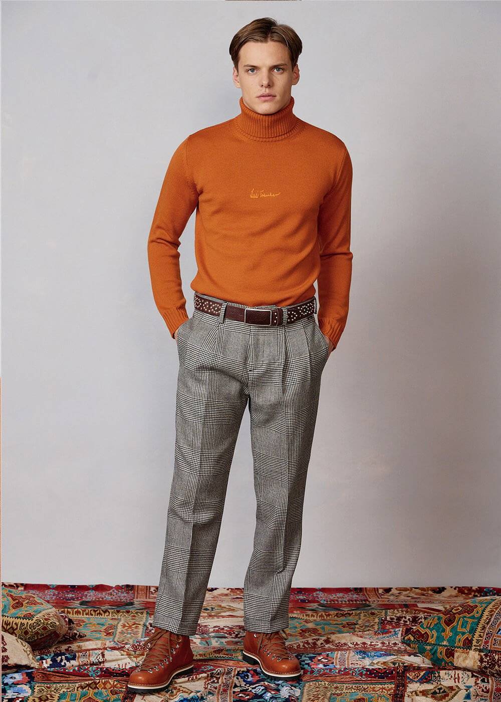 Luis Trenker Pantaloni con motivo pied-de-poule modello Lustrang