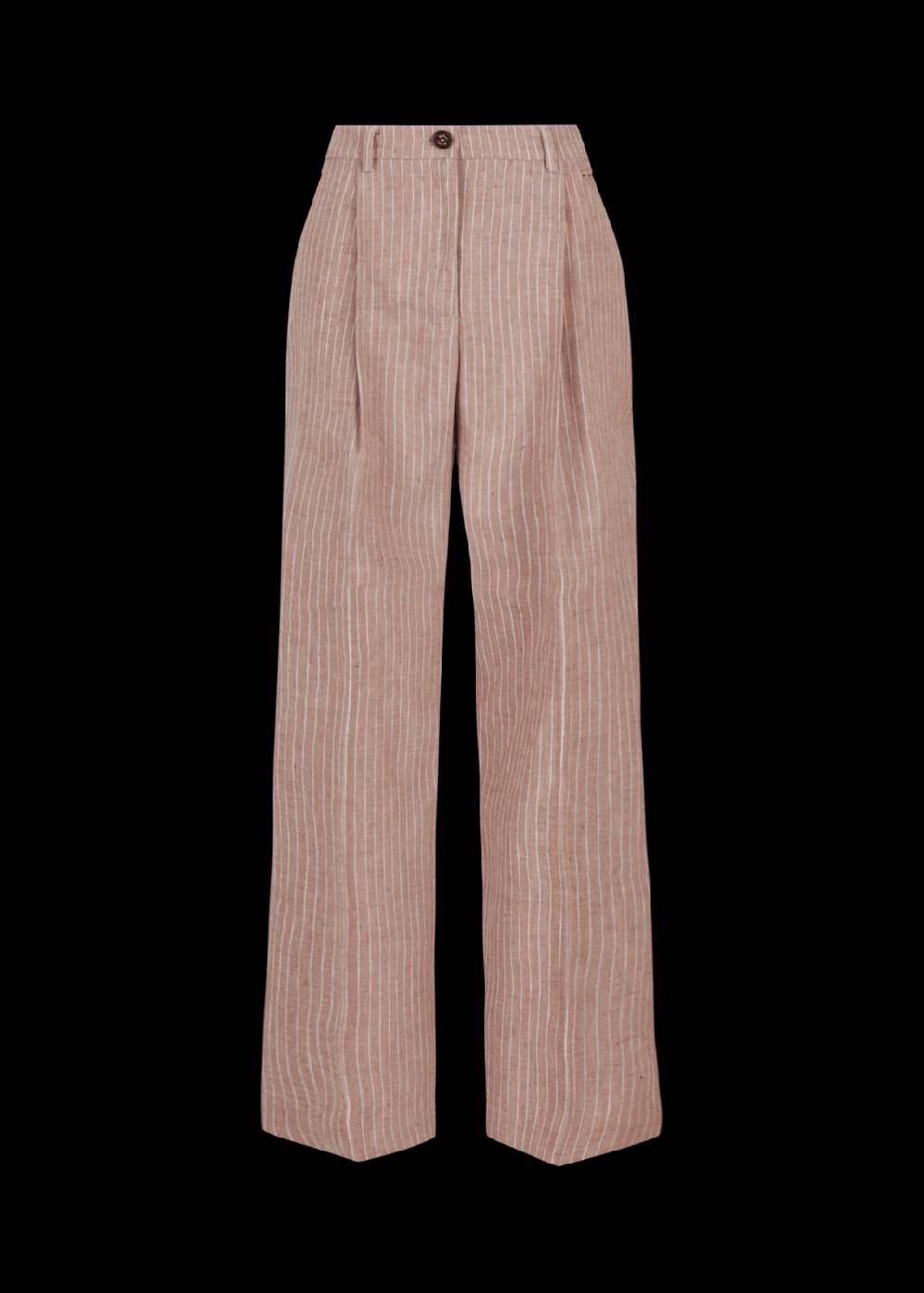 Luis Trenker Pantaloni Con Pinces Dalla Linea Ampia Con Motivo Gessato Modello Luxara