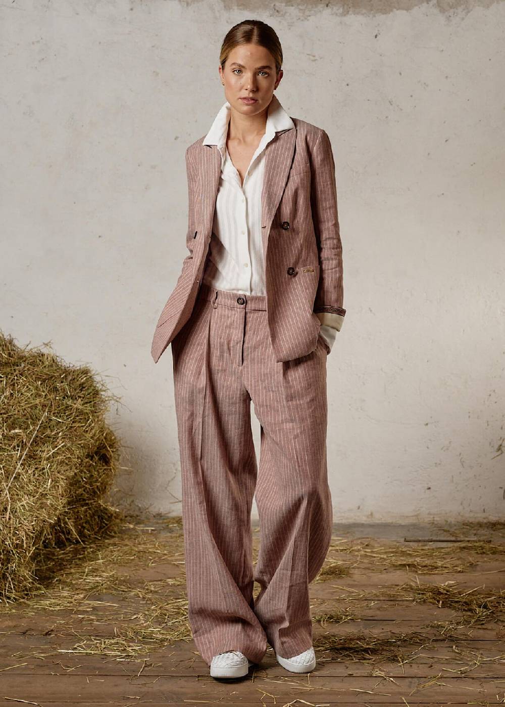 Luis Trenker Pantaloni con pinces dalla linea ampia con motivo gessato modello Luxara