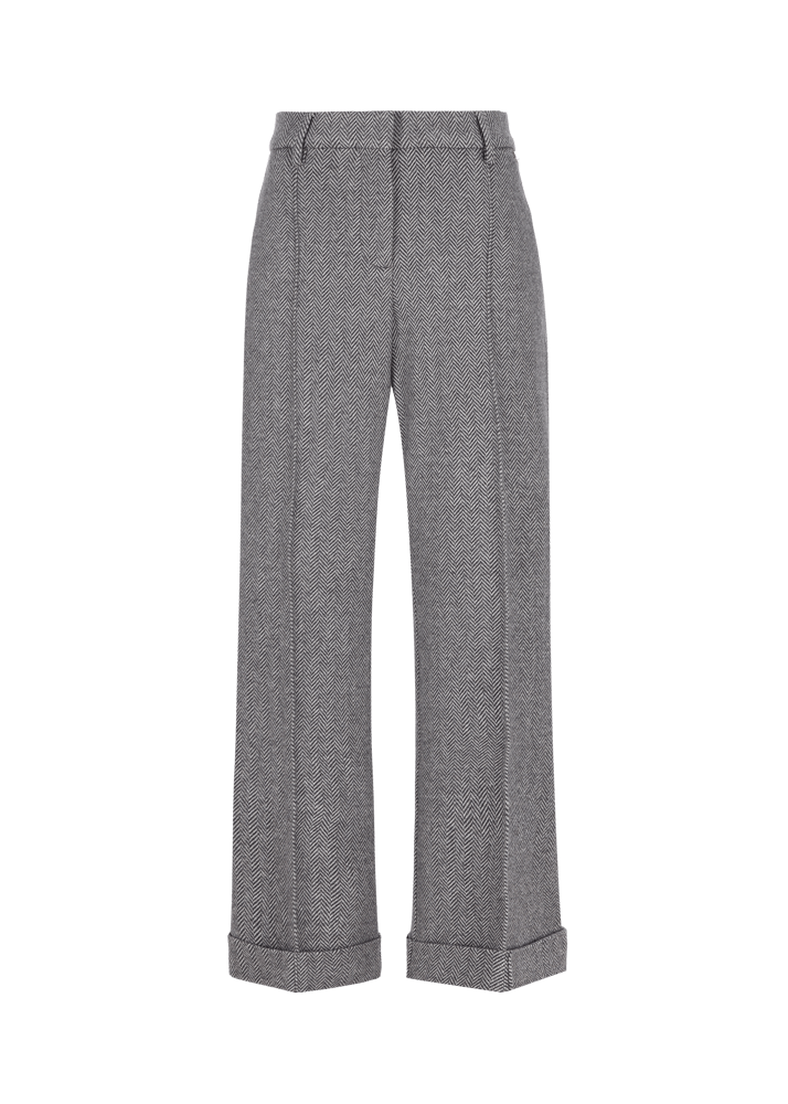 Luis Trenker Pantaloni in jersey con motivo a spina di pesce Lularina