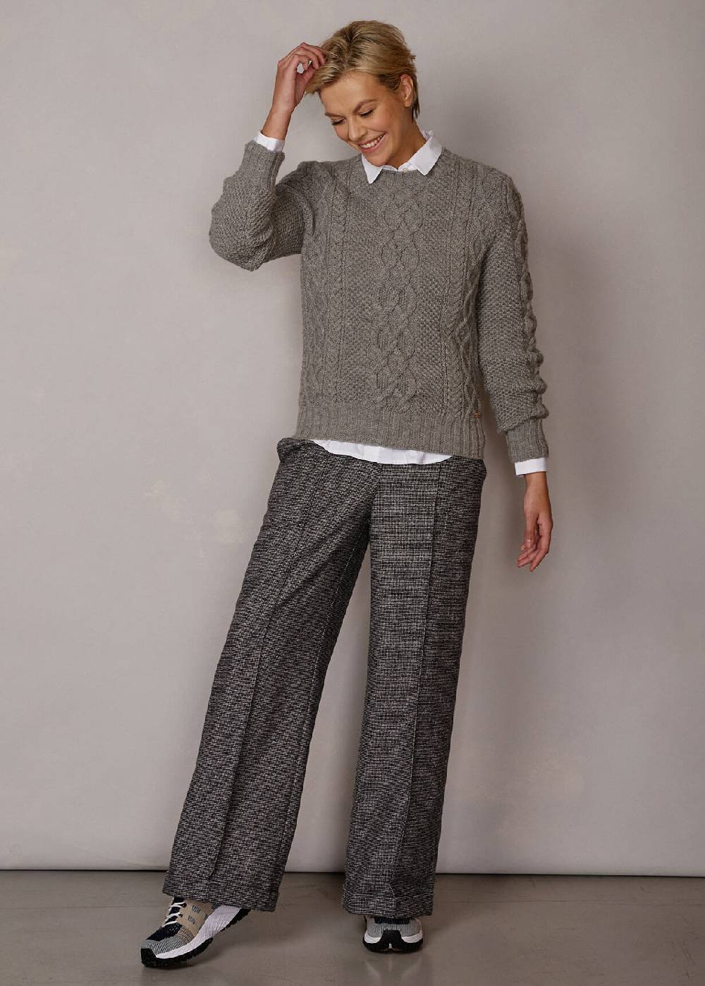 Luis Trenker Pantaloni in misto lana con motivo pied-de-poule Lularina