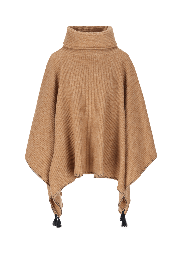 Luis Trenker Poncho In Lana Vergine Con Collo Alto Lupiera