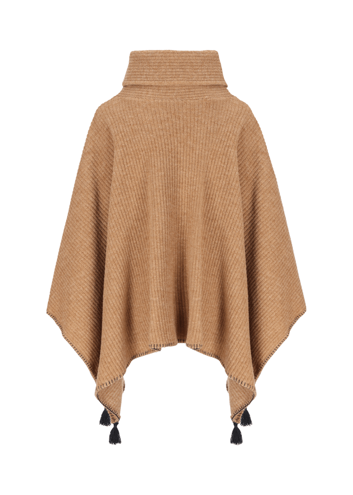 Luis Trenker Poncho In Lana Vergine Con Collo Alto Lupiera