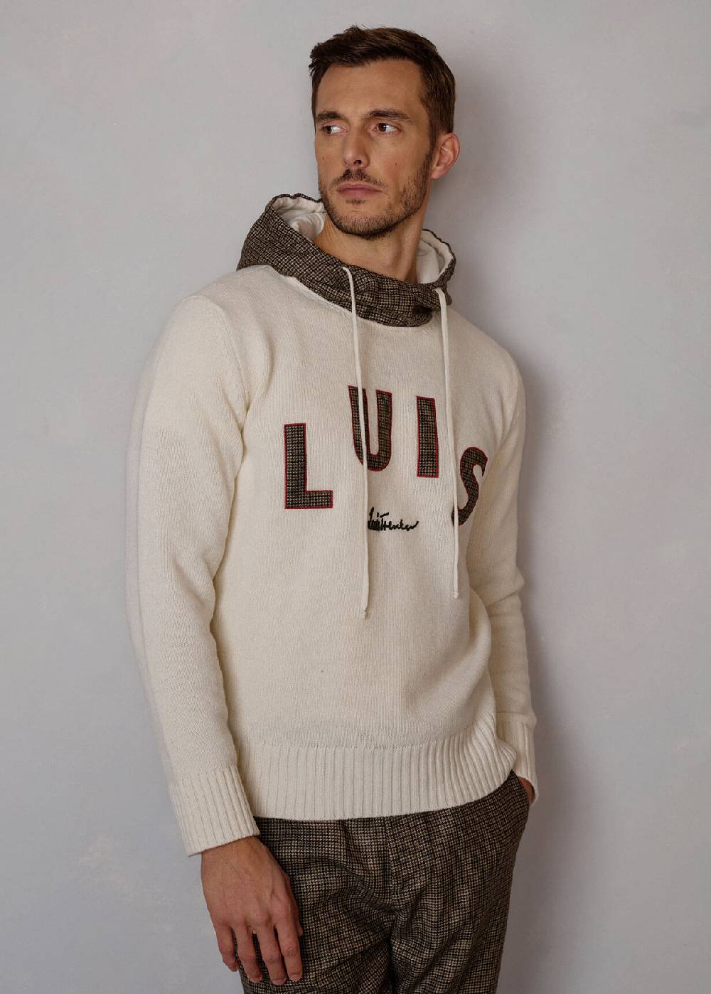 Luis Trenker Pullover Lavorato A Maglia Con Cappuccio Luwilfried