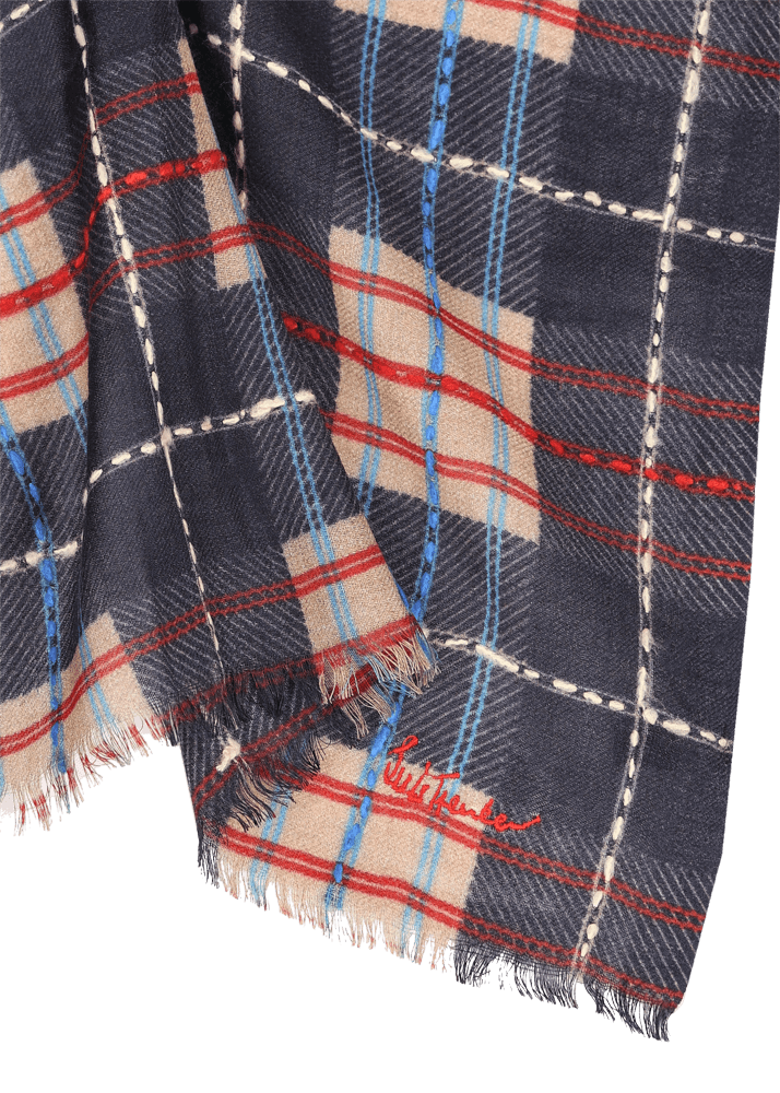 Luis Trenker Sciarpa In Lana Con Motivo A Quadri Luarch