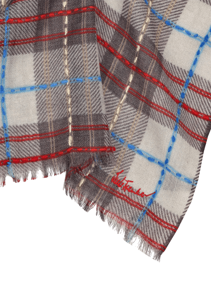 Luis Trenker Sciarpa In Lana Con Motivo A Quadri Luarch