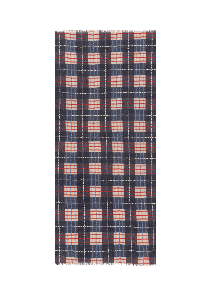 Luis Trenker Sciarpa in lana con motivo a quadri Luarch