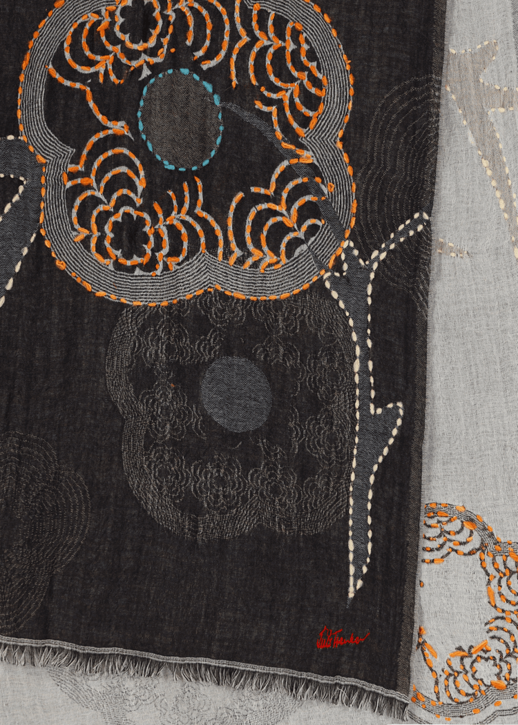 Luis Trenker Sciarpa In Lana Con Ricamo Modello Luaria